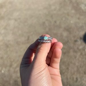 Lab Grown Pale Green Fire Opal Ring